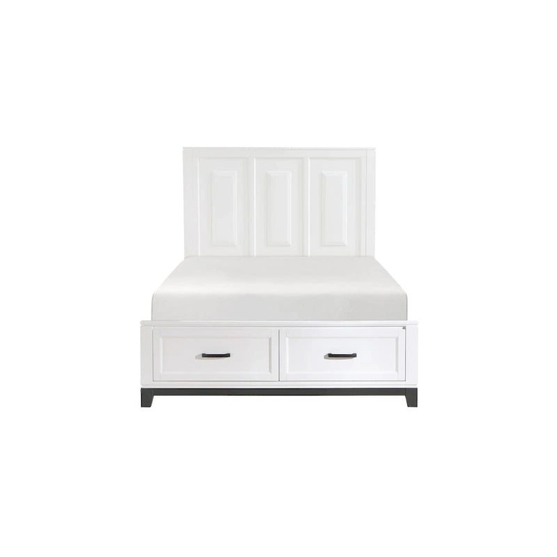 Ensemble de chambre à coucher moderne Saratoga 3 pièces blanc avec plateforme de rangement