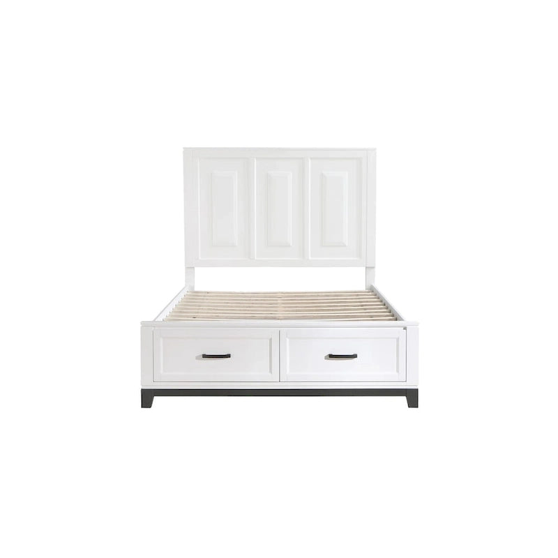 Ensemble de chambre à coucher moderne Saratoga 3 pièces blanc avec plateforme de rangement