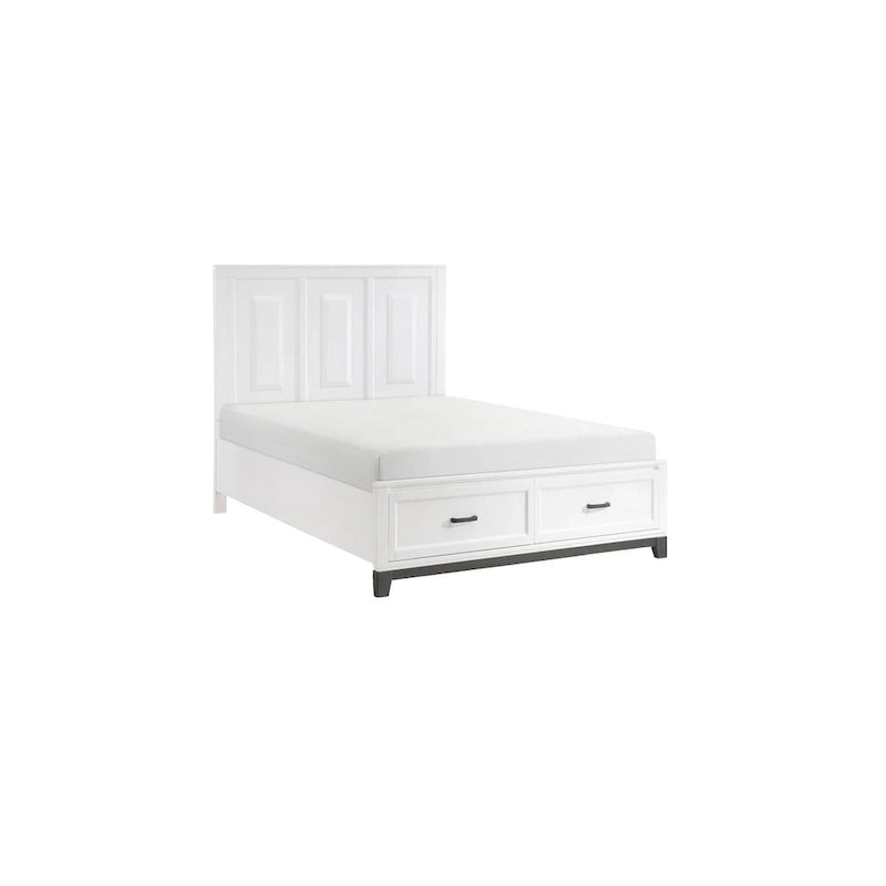 Ensemble de chambre à coucher moderne Saratoga 3 pièces blanc avec plateforme de rangement