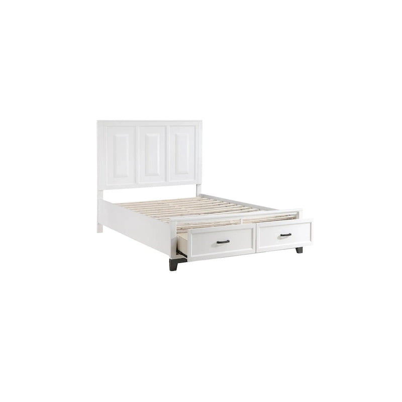 Ensemble de chambre à coucher moderne Saratoga 3 pièces blanc avec plateforme de rangement