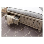 Ensemble de chambre à coucher moderne Donald 5 pièces gris avec plateforme de rangement et traîneau