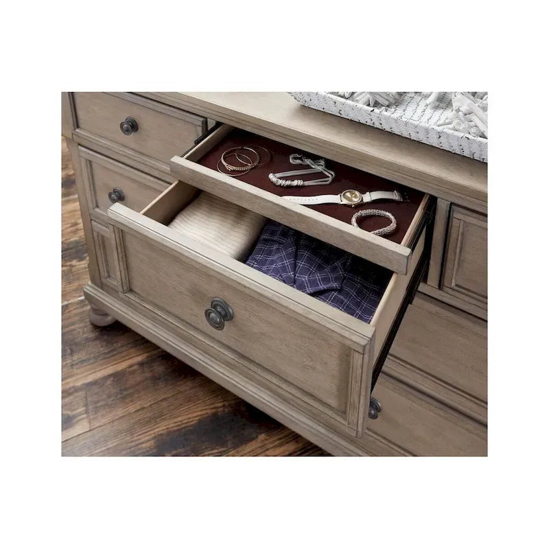 Ensemble de chambre à coucher moderne Donald 5 pièces gris avec plateforme de rangement et traîneau