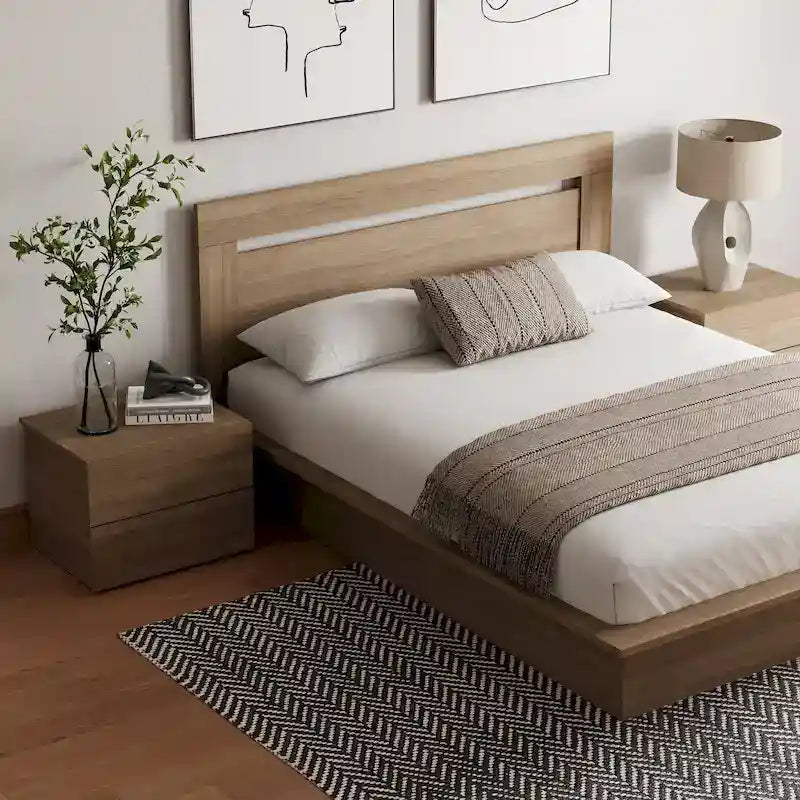 Ensemble de chambre à coucher Malibu 4 pièces avec lit, tête de lit et 2 tables de chevet