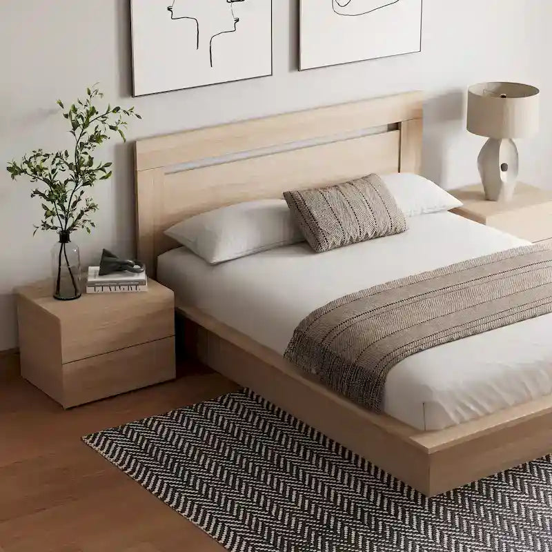 Ensemble de chambre à coucher Malibu 4 pièces avec lit, tête de lit et 2 tables de chevet