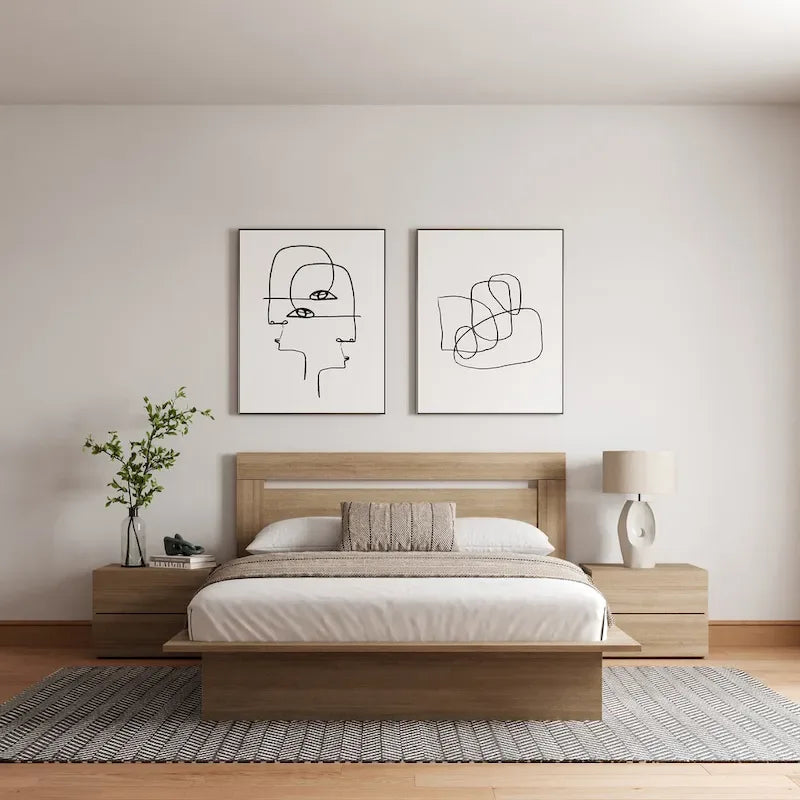 Ensemble de chambre à coucher Malibu 4 pièces avec lit, tête de lit et 2 tables de chevet
