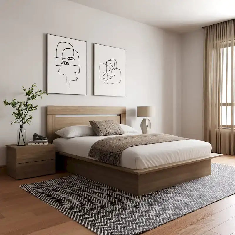 Ensemble de chambre à coucher Malibu 4 pièces avec lit, tête de lit et 2 tables de chevet