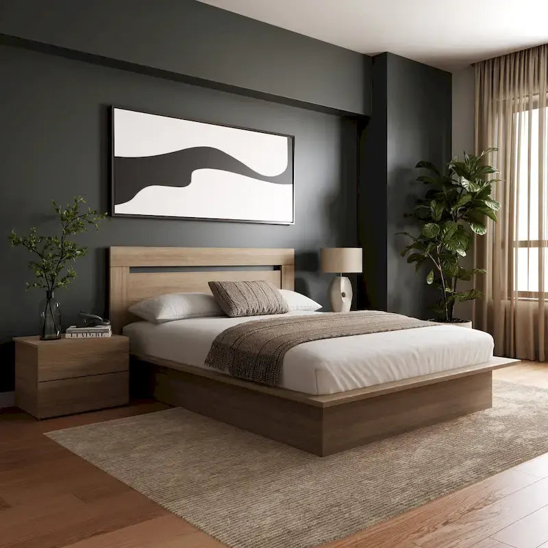 Ensemble de chambre à coucher Malibu 4 pièces avec lit, tête de lit et 2 tables de chevet