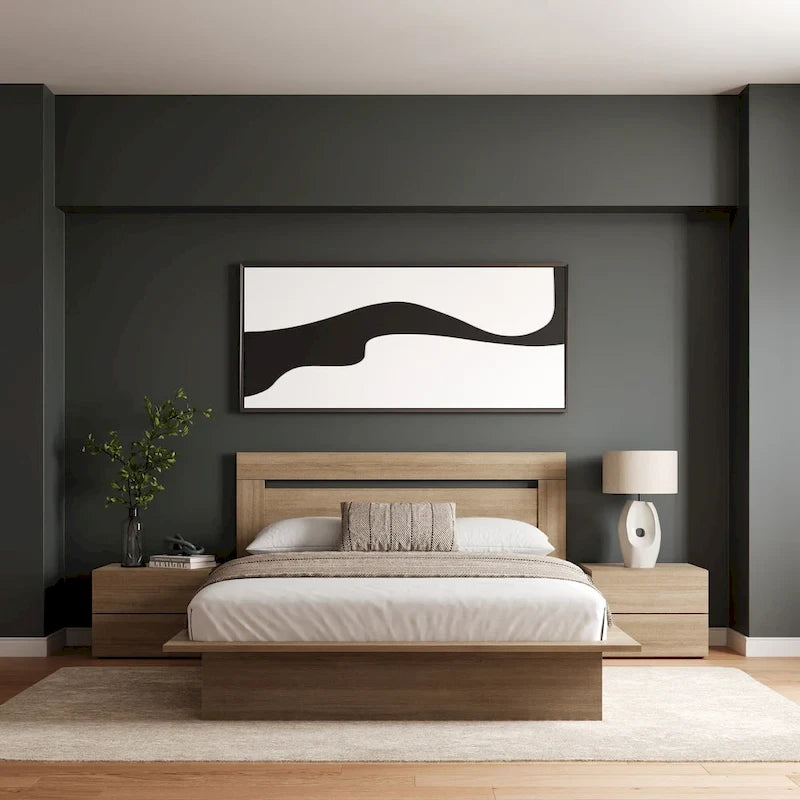 Ensemble de chambre à coucher Malibu 4 pièces avec lit, tête de lit et 2 tables de chevet