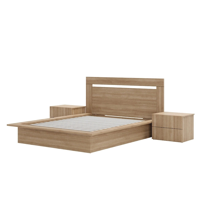 Ensemble de chambre à coucher Malibu 4 pièces avec lit, tête de lit et 2 tables de chevet