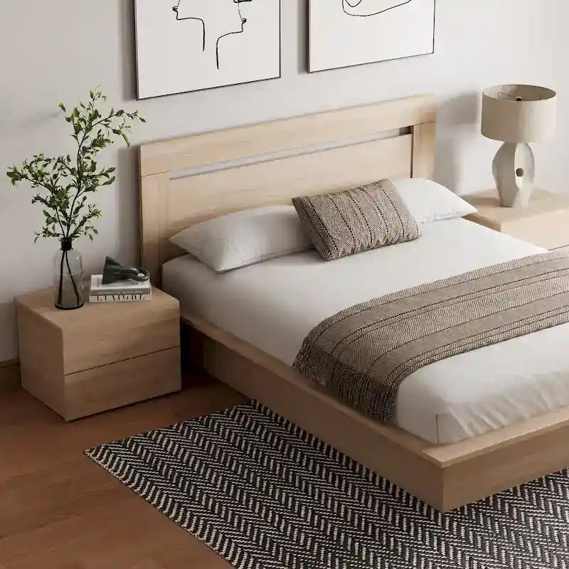 Ensemble de chambre à coucher Malibu 4 pièces avec lit, tête de lit et 2 tables de chevet