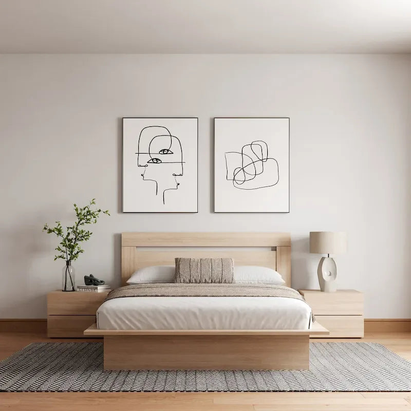 Ensemble de chambre à coucher Malibu 4 pièces avec lit, tête de lit et 2 tables de chevet