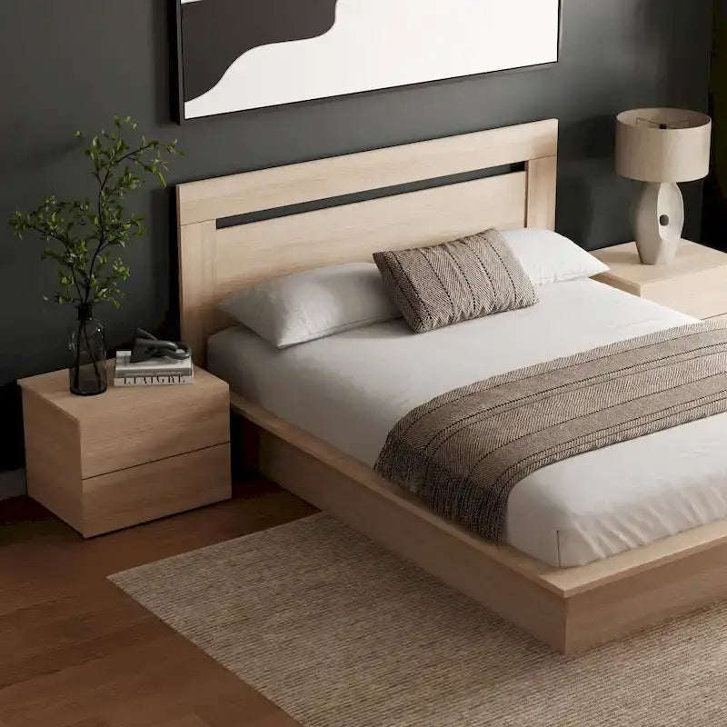 Ensemble de chambre à coucher Malibu 4 pièces avec lit, tête de lit et 2 tables de chevet