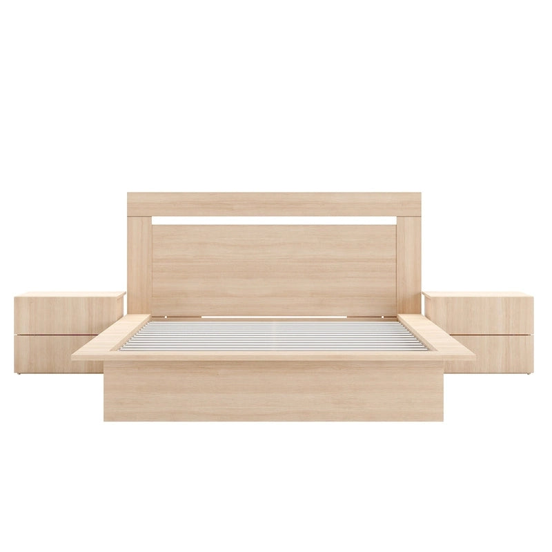 Ensemble de chambre à coucher Malibu 4 pièces avec lit, tête de lit et 2 tables de chevet