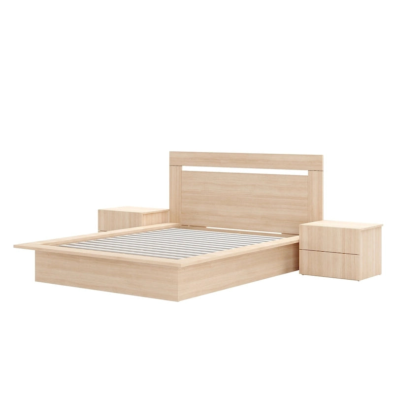 Ensemble de chambre à coucher Malibu 4 pièces avec lit, tête de lit et 2 tables de chevet
