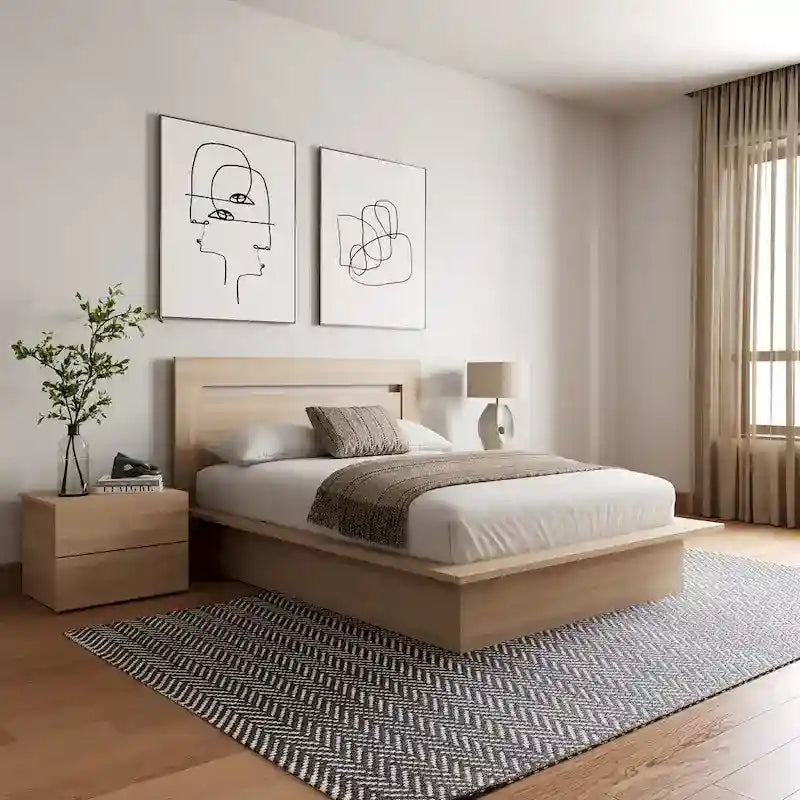 Ensemble de chambre à coucher Malibu 4 pièces avec lit, tête de lit et 2 tables de chevet
