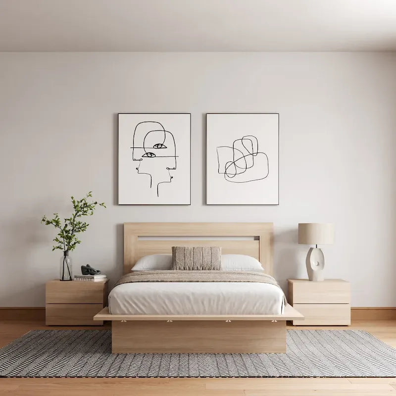 Ensemble de chambre à coucher Malibu 4 pièces avec lit, tête de lit et 2 tables de chevet