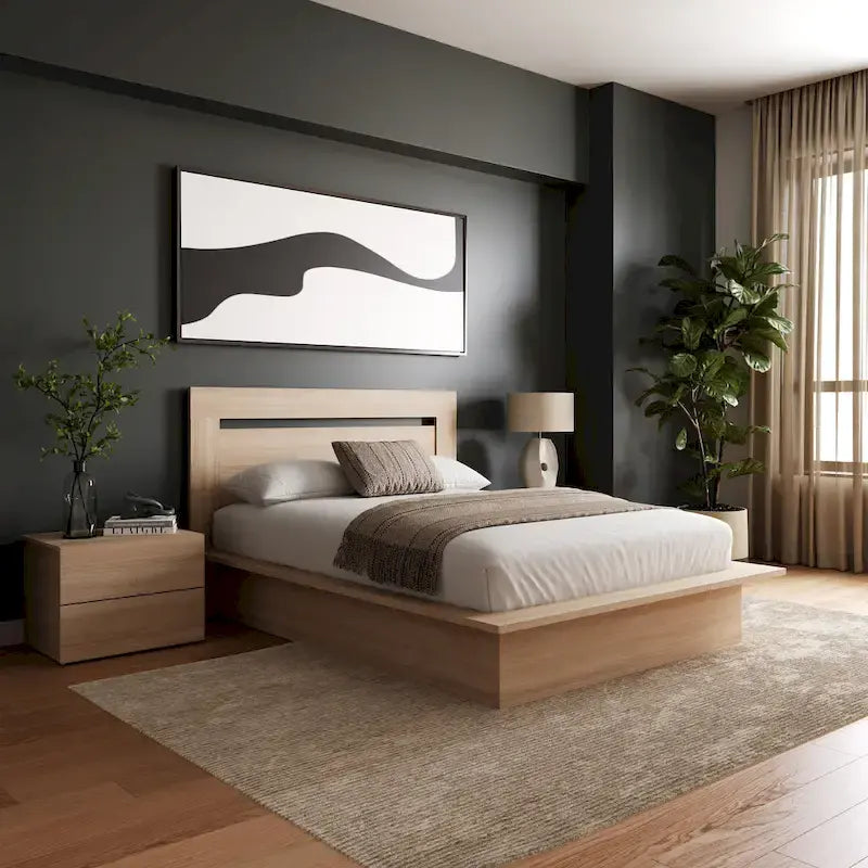 Ensemble de chambre à coucher Malibu 4 pièces avec lit, tête de lit et 2 tables de chevet