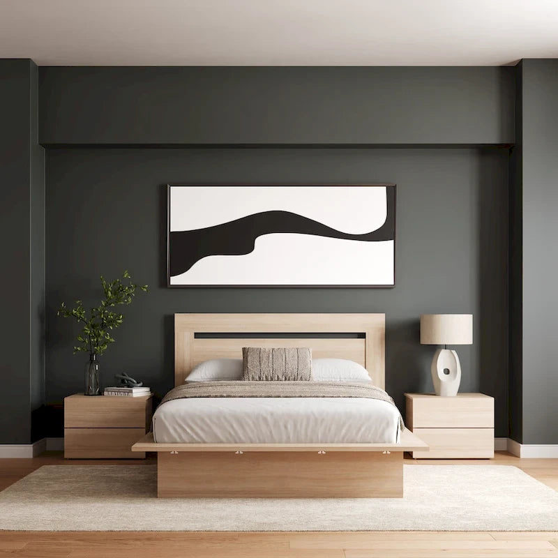 Ensemble de chambre à coucher Malibu 4 pièces avec lit, tête de lit et 2 tables de chevet