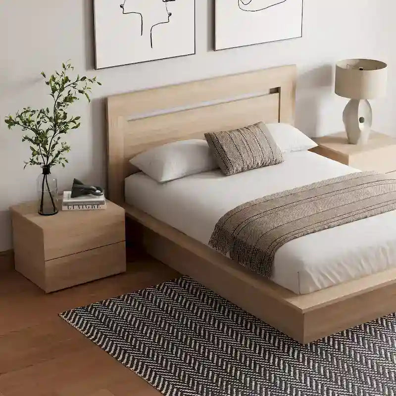 Ensemble de chambre à coucher Malibu 4 pièces avec lit, tête de lit et 2 tables de chevet