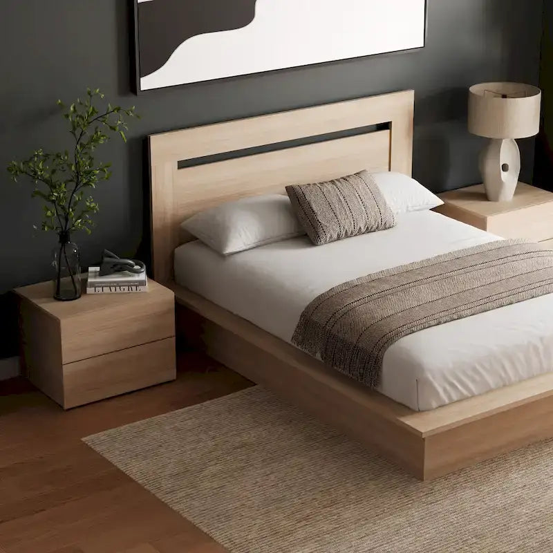 Ensemble de chambre à coucher Malibu 4 pièces avec lit, tête de lit et 2 tables de chevet