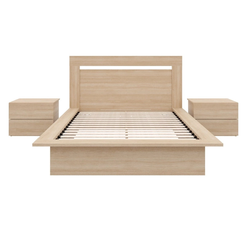 Ensemble de chambre à coucher Malibu 4 pièces avec lit, tête de lit et 2 tables de chevet
