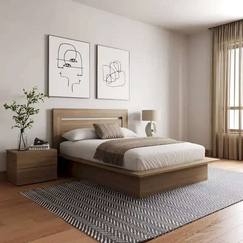 Ensemble de chambre à coucher Malibu 4 pièces avec lit, tête de lit et 2 tables de chevet