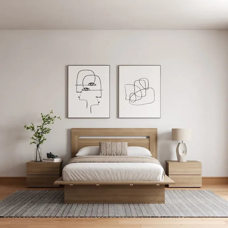 Ensemble de chambre à coucher Malibu 4 pièces avec lit, tête de lit et 2 tables de chevet