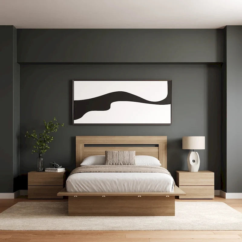Ensemble de chambre à coucher Malibu 4 pièces avec lit, tête de lit et 2 tables de chevet