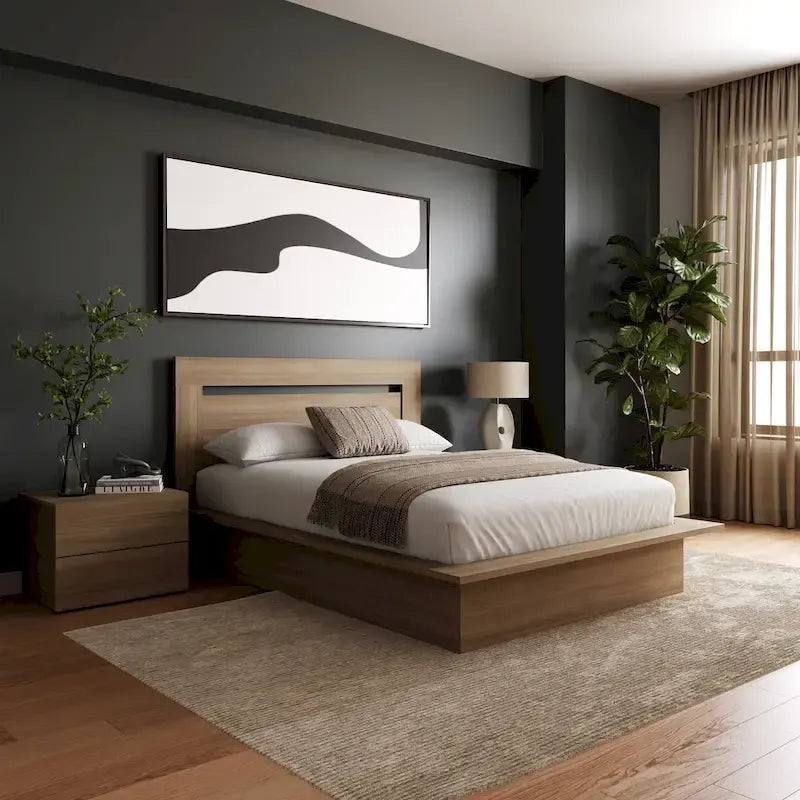 Ensemble de chambre à coucher Malibu 4 pièces avec lit, tête de lit et 2 tables de chevet