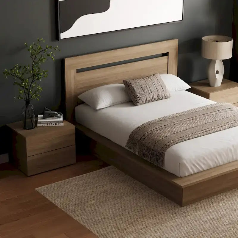 Ensemble de chambre à coucher Malibu 4 pièces avec lit, tête de lit et 2 tables de chevet