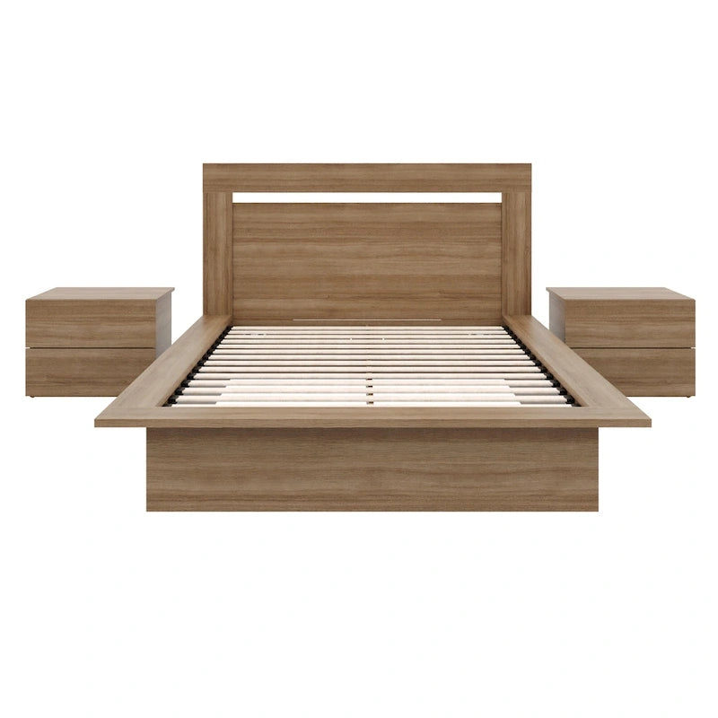 Ensemble de chambre à coucher Malibu 4 pièces avec lit, tête de lit et 2 tables de chevet
