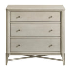 Ensemble de chambre à coucher 3 pièces Roundhill Furniture Mantalia en bois massif avec cadre en métal, comprenant un lit et deux tables de chevet, couleur champagne.