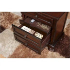Ensemble de chambre à coucher Chelsey 4 pièces en cerisier brun traditionnel avec plateforme et rangement