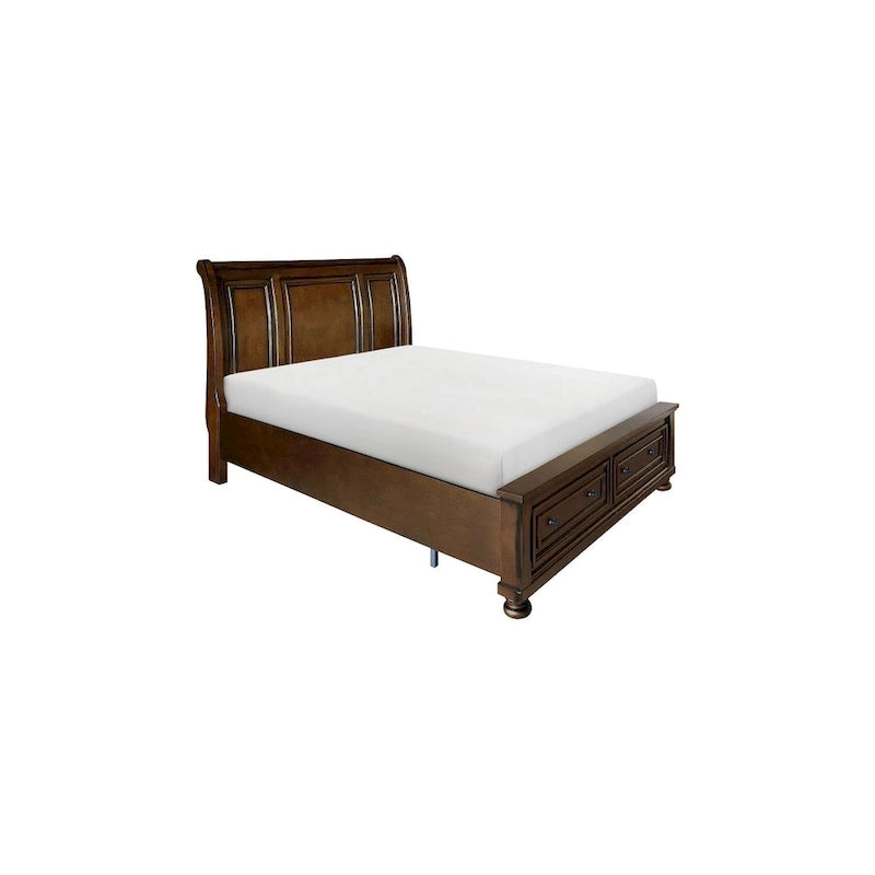 Ensemble de chambre à coucher Chelsey 4 pièces en cerisier brun traditionnel avec plateforme et rangement