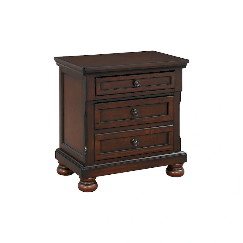 Ensemble de chambre à coucher Chelsey 4 pièces en cerisier brun traditionnel avec plateforme et rangement