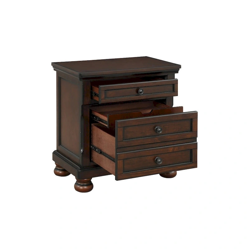 Ensemble de chambre à coucher Chelsey 4 pièces en cerisier brun traditionnel avec plateforme et rangement