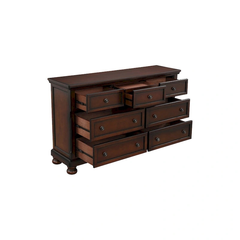 Ensemble de chambre à coucher Chelsey 4 pièces en cerisier brun traditionnel avec plateforme et rangement