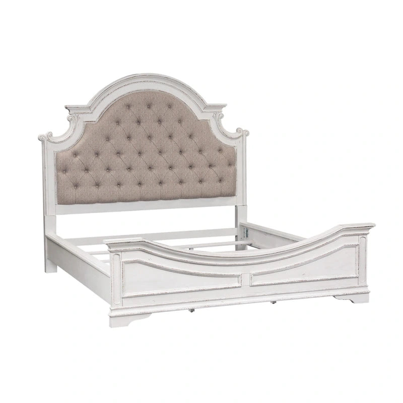 Ensemble lit rembourré, commode et miroir Magnolia Manor
