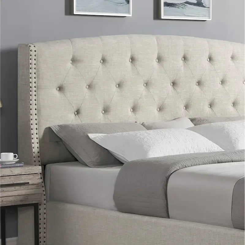 Ensemble de chambre à coucher rembourré 3 pièces Astral de Roundhill Furniture, lit à oreilles capitonné avec deux tables de chevet