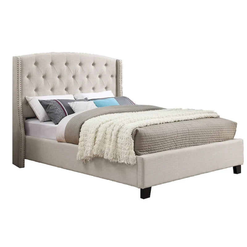 Ensemble de chambre à coucher rembourré 3 pièces Astral de Roundhill Furniture, lit à oreilles capitonné avec deux tables de chevet