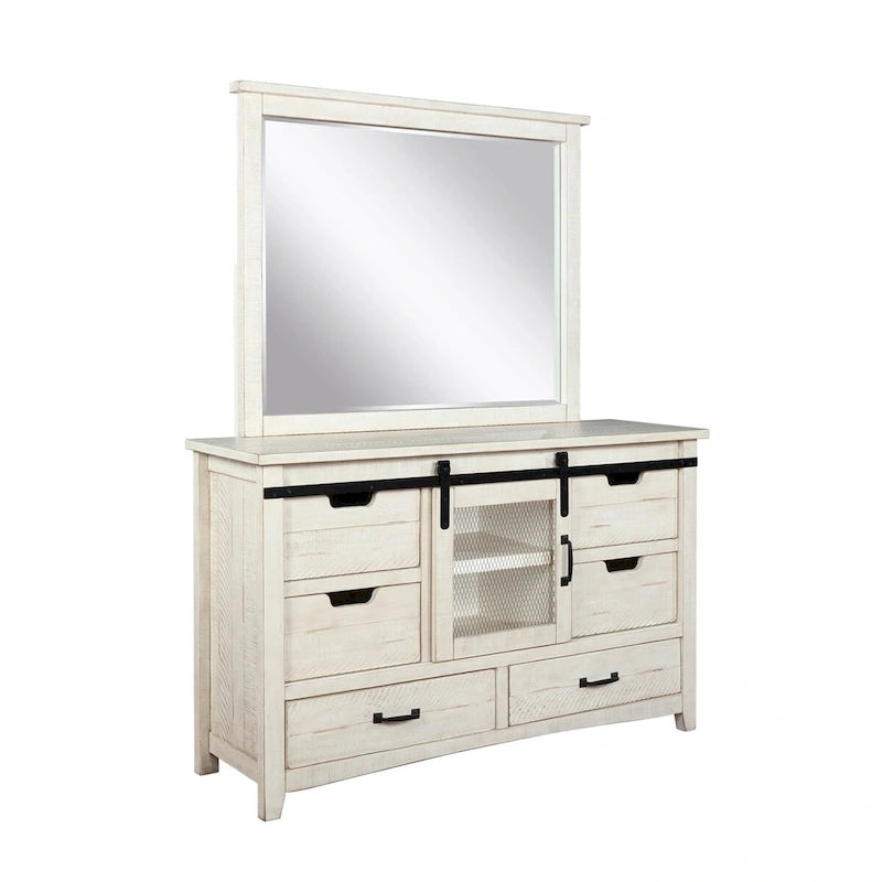 Ensemble de chambre à coucher Vilo Home Modern Western 5 pièces en bois massif blanc