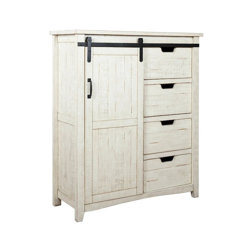 Ensemble de chambre à coucher Vilo Home Modern Western 5 pièces en bois massif blanc