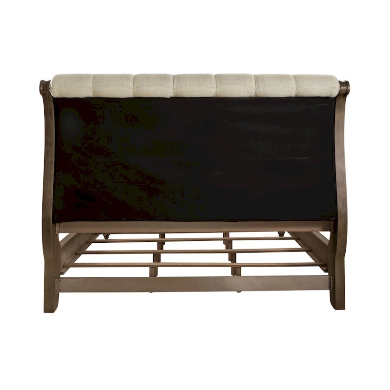 Ensemble de chambre à coucher style ferme américaine : lit traîneau, commode et miroir