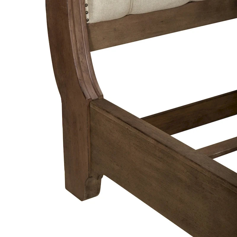 Ensemble de chambre à coucher style ferme américaine : lit traîneau, commode et miroir