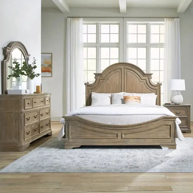 Ensemble lit à panneaux, commode et miroir Magnolia Manor