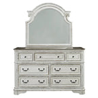 Ensemble lit à panneaux, commode et miroir Magnolia Manor