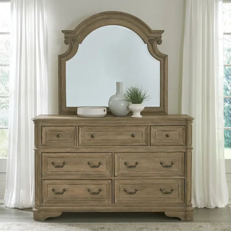 Ensemble lit à panneaux, commode et miroir Magnolia Manor