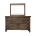 Ensemble de chambre à coucher style ferme américaine comprenant un lit traîneau, une commode, un miroir et une table de chevet