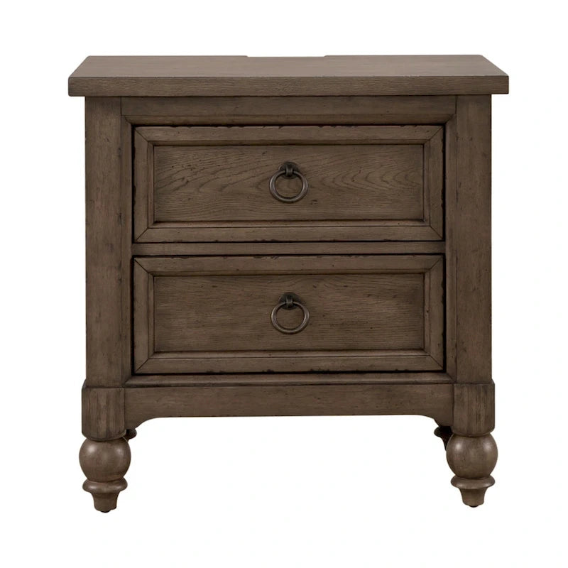 Ensemble de chambre à coucher style ferme américaine comprenant un lit traîneau, une commode, un miroir et une table de chevet