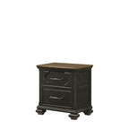 Ensemble de chambre à coucher Josalina 5 pièces, style moderne contemporain, en bois massif et placage marron, avec rangement en tissu.